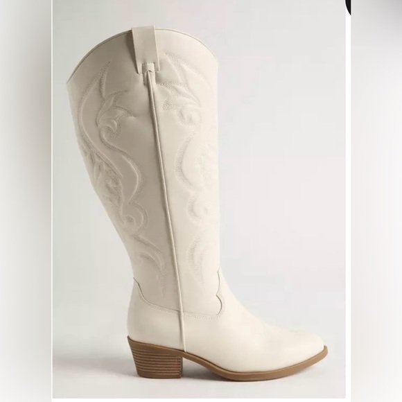 NEW Extra Wide Calf Knee High Boots Off-white, Western Cowgirl Style - size 9 - Picture 3 of 13